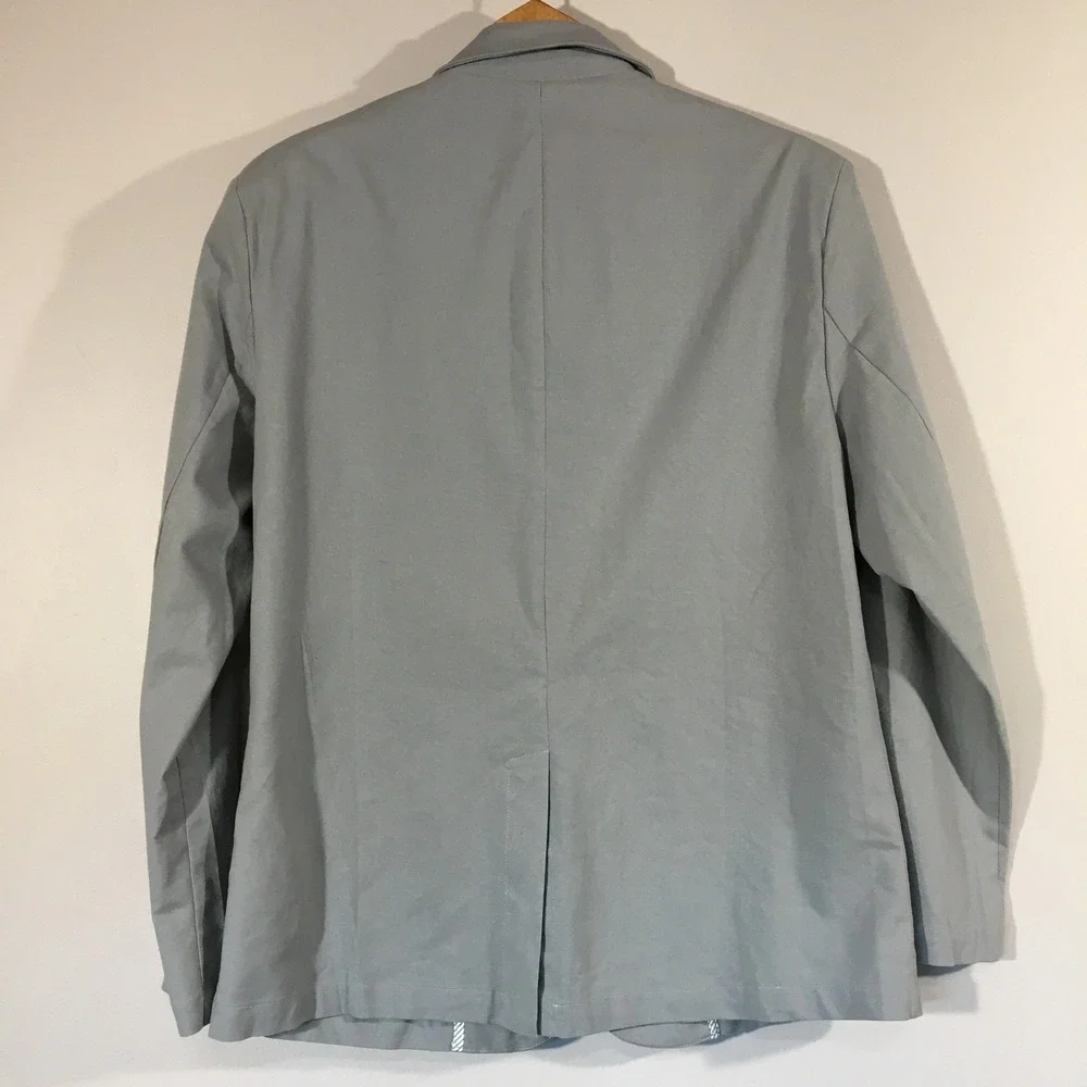 COOFANDY Mens Blazer Gray Linen Cotton Two Button Casual Sport Coat L - Picture 2 of 7